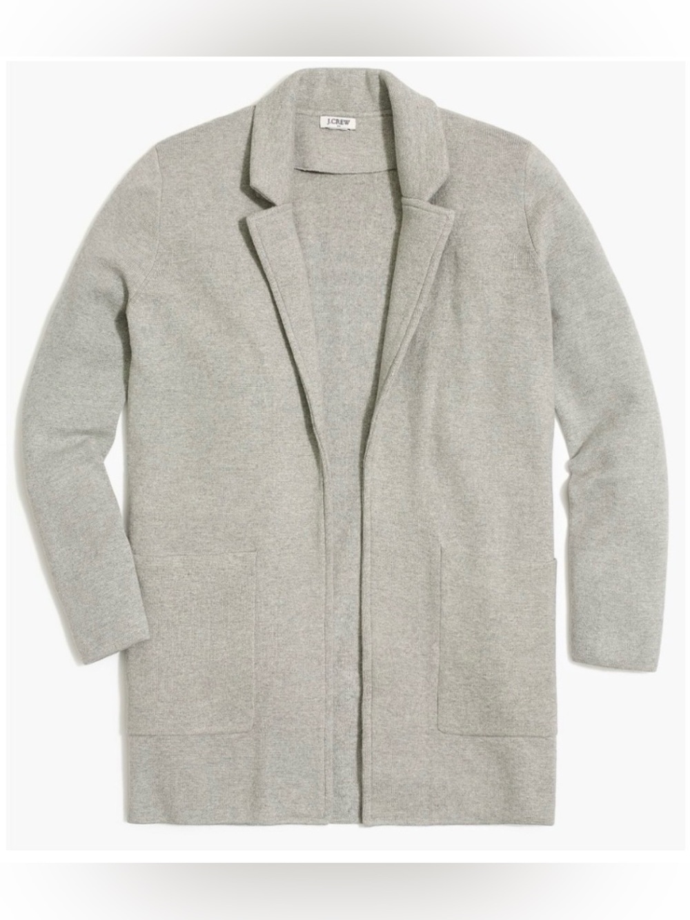 J.Crew Heather Gray Grey Open Front Knit Sweater Blazer - Size M